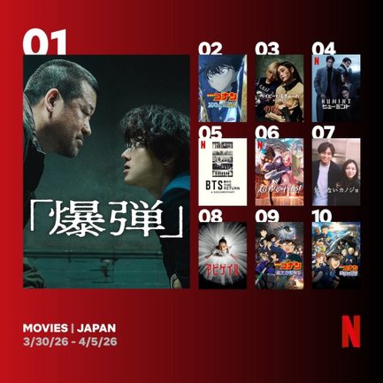 Netflix日本における週間視聴ランキング(映画)(3月30日~4月5日)