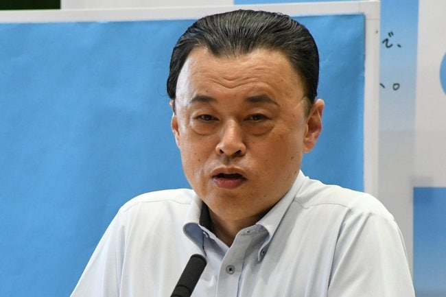 定例会見で地方創生の停滞への懸念を示す丸山達也知事＝松江市殿町、島根県庁