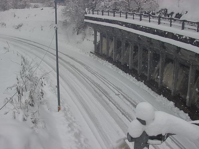 王貫（島根県奥出雲町上阿井）広島県境付近＝１９日午前１１時２０分ごろ〈島根県道路カメラ情報より〉