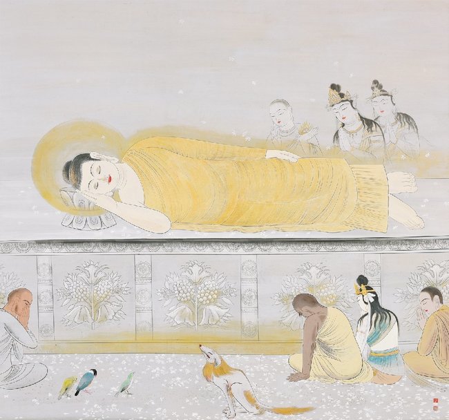 落合朗風作「涅槃」（１９３２年、東京・東覚寺蔵）