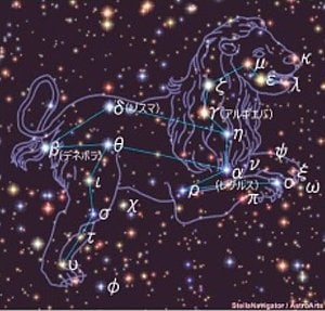 しし座の星のバイエル名＝アストロアーツ／ステラナビゲータの星図を元に作成