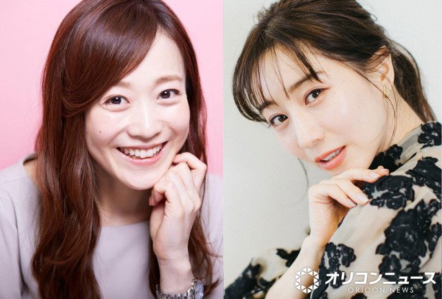 (左から)江藤愛アナ、田中みな実【撮影:左/近藤誠司 右/田中達晃(パッシュ)】 (C)ORICON NewS inc.