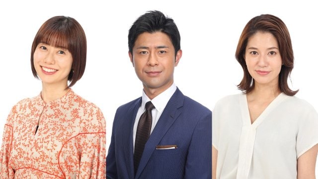『Live News イット!』のキャスターに就任する(左から)山崎夕貴、榎並大二郎、遠藤玲子アナウンサー (C)フジテレビ