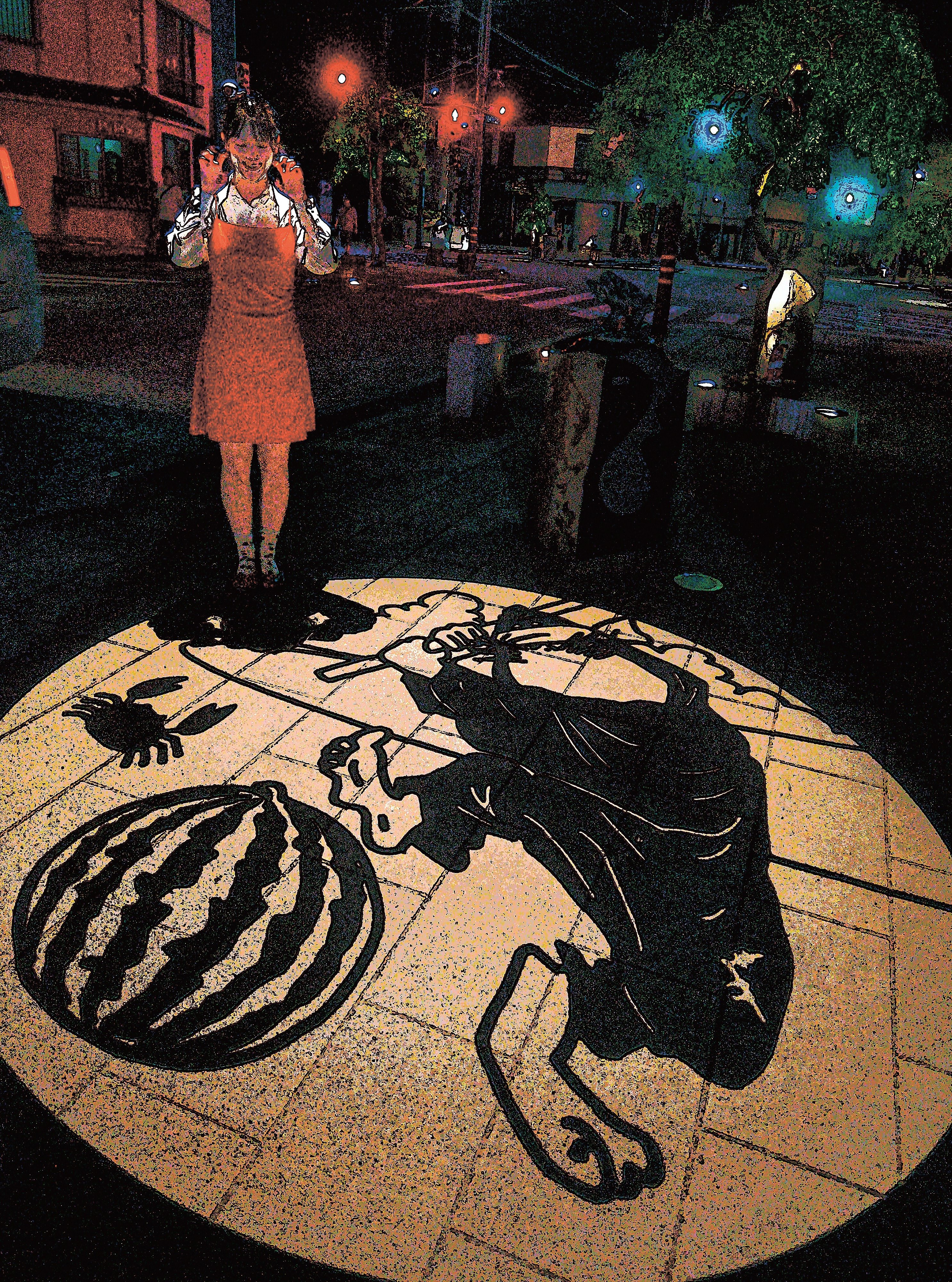 境港・水木しげるロード 鬼太郎たちも夏の夜満喫 影絵夏休みバージョン