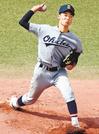 相手打線を３安打完封した大田二の小倉跳馬＝千葉県市原市、ゼットエーボールパーク（水上真人さん撮影）