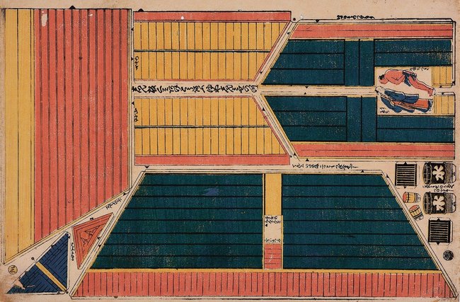 葛飾北斎期「しん板（ぱん）くミあけとうろふ　ゆやしんミセのづ」