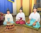 神楽の面白さについて語る（左から）浜吉聖瑛君、松島蒼波さん、平田伸樹君