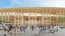 ２０２５年大阪・関西万博の会場に建設する木造大屋根「リング」のイメージ（日本国際博覧会協会提供）