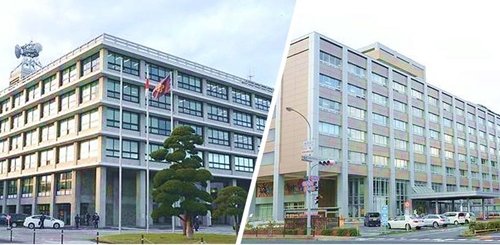 島根県庁（左）と鳥取県庁